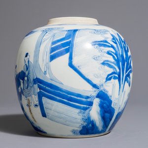 A Chinese blue and white ginger jar with playing boys, Kangxi — photo 3