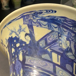 A Chinese blue and white 'gu' 'riders on horseback' vase, Kangxi — photo 7