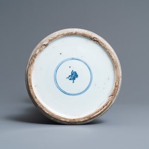 A Chinese blue and white 'gu' vase with floral and lanscape panels, Kangxi — photo 6
