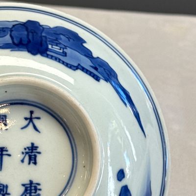 A Chinese blue and white 'Hai Wu Tian Chou 海屋添籌' shallow bowl — photo 16