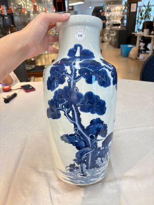 A Chinese blue and white 'He Lu Tong Chun 鶴鹿同春' vase, Tao Cheng Tang 陶成堂 mark, 18/19th C. — photo 1