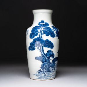 A Chinese blue and white 'He Lu Tong Chun 鶴鹿同春' vase, Tao Cheng Tang 陶成堂 mark, 18/19th C. — photo 2