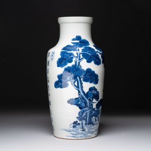 A Chinese blue and white 'He Lu Tong Chun 鶴鹿同春' vase, Tao Cheng Tang 陶成堂 mark, 18/19th C. — photo 7