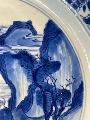 A Chinese blue and white 'Hehe Erxian' dish, Jiajing mark, Kangxi — photo 3