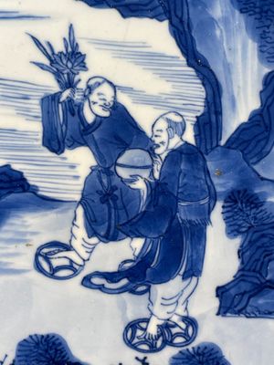 A Chinese blue and white 'Hehe Erxian' dish, Jiajing mark, Kangxi — 照片 3