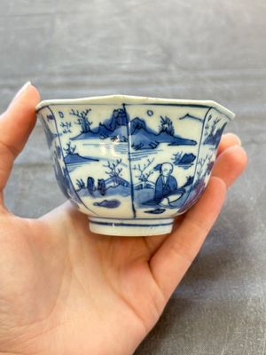 A Chinese blue and white hexagonal bowl and an octagonal bowl, Tianqi/Kangxi — foto 12
