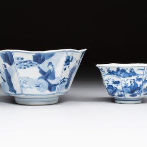 A Chinese blue and white hexagonal bowl and an octagonal bowl, Tianqi/Kangxi — foto 2