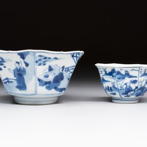 A Chinese blue and white hexagonal bowl and an octagonal bowl, Tianqi/Kangxi — foto 3