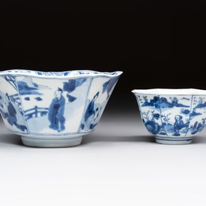 A Chinese blue and white hexagonal bowl and an octagonal bowl, Tianqi/Kangxi — foto 4