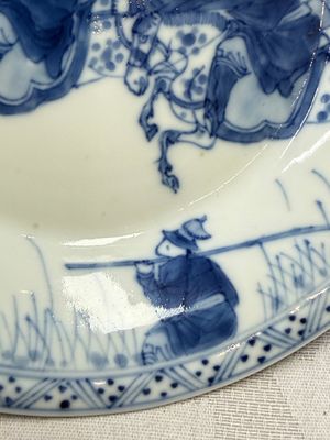 A Chinese blue and white 'Hunting Scene' tea bowl and saucer — photo 14