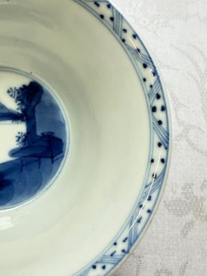A Chinese blue and white 'Hunting Scene' tea bowl and saucer — photo 6