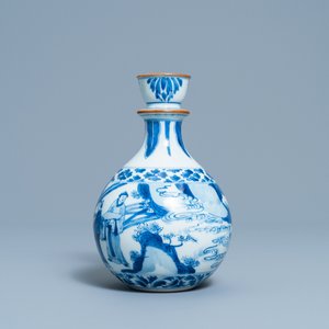 A Chinese blue and white huqqa base with a narrative design, Kangxi — 照片 3
