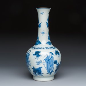 A Chinese blue and white 'Immortals' bottle vase — foto 3