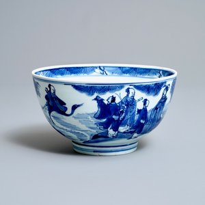 A Chinese blue and white 'Immortals' bowl, Kangxi — photo 1