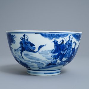 A Chinese blue and white 'Immortals' bowl, Kangxi — photo 4