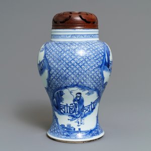 A Chinese blue and white 'immortals' vase, Kangxi — 照片 4