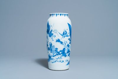 A Chinese blue and white 'Immortals' vase, Transitional period