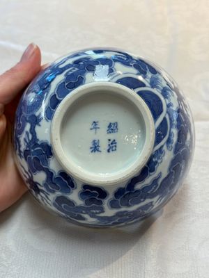 A Chinese blue and white imperial 'Bleu de Hue' bowl for the Vietnamese market, Thiệu Trị  紹治年製 mark and of the period — foto 11