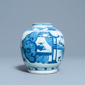 A Chinese blue and white jar with figures in a landscape, Wanli — photo 3