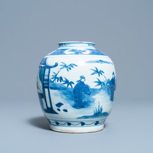 A Chinese blue and white jar with figures in a landscape, Wanli — photo 4