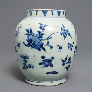 A Chinese blue and white jar with fruits and insects, Transitional period — 照片 4