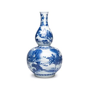 A Chinese blue and white 'Jia Guan Jin Jue 加官進爵' double-gourd vase — photo 2