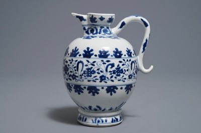 A Chinese blue and white jug after a Southern European example, Kangxi
