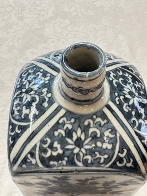 A Chinese blue and white kendi and a square flask, Wanli — photo 8