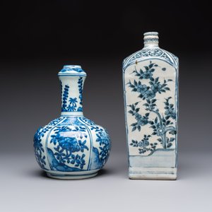 A Chinese blue and white kendi and a square flask, Wanli — photo 3