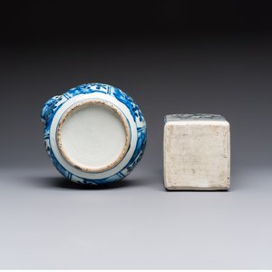 A Chinese blue and white kendi and a square flask, Wanli — photo 7