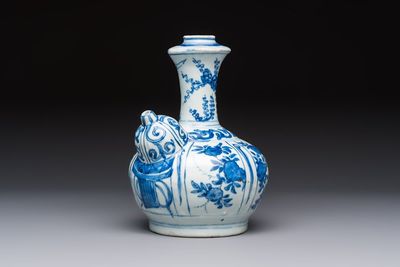 A Chinese blue and white kendi with floral design, Wanli
