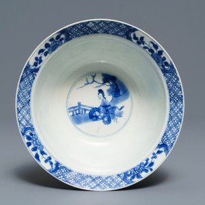 A Chinese blue and white klapmuts bowl, Chenghua mark, Kangxi — photo 6