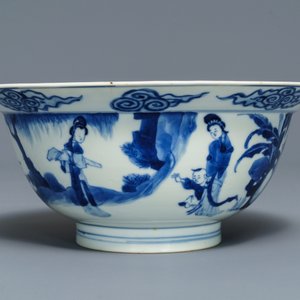 A Chinese blue and white klapmuts bowl, Chenghua mark, Kangxi — 照片 3