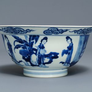 A Chinese blue and white klapmuts bowl, Chenghua mark, Kangxi — 照片 4