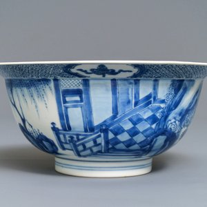 A Chinese blue and white klapmuts bowl, Chenghua mark, Kangxi — 照片 5