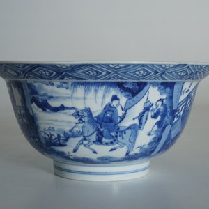 A Chinese blue and white klapmuts bowl, Kangxi mark and of the period — 照片 7