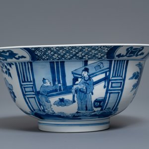 A Chinese blue and white klapmuts bowl, Kangxi mark and of the period — photo 4