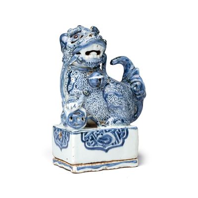 A Chinese blue and white ko-sometsuke 'Buddhist Lion' incense burner , Wanli/Tianqi, ca. 1620