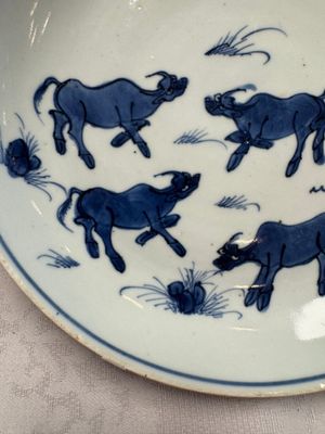 A Chinese blue and white ko-sometsuke 'Buffalo Herder' plate for the Japanese market, Tianqi — photo 2