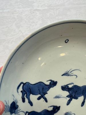 A Chinese blue and white ko-sometsuke 'Buffalo Herder' plate for the Japanese market, Tianqi — photo 3