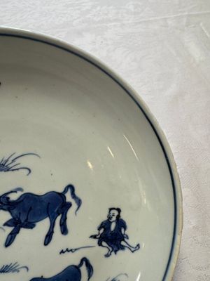 A Chinese blue and white ko-sometsuke 'Buffalo Herder' plate for the Japanese market, Tianqi — photo 4