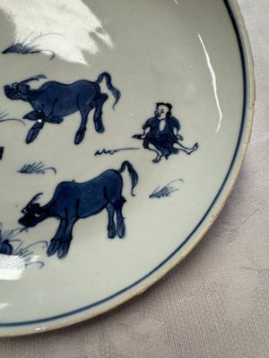 A Chinese blue and white ko-sometsuke 'Buffalo Herder' plate for the Japanese market, Tianqi — photo 5