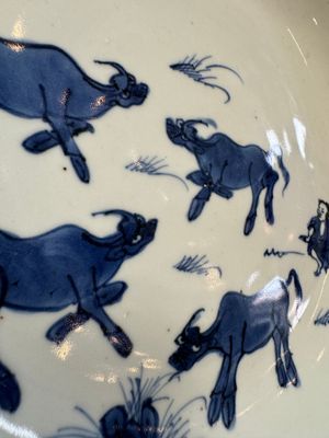A Chinese blue and white ko-sometsuke 'Buffalo Herder' plate for the Japanese market, Tianqi — photo 6
