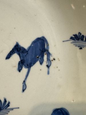 A Chinese blue and white ko-sometsuke 'horses and poem' plate for the Japanese market, Tianqi — photo 5