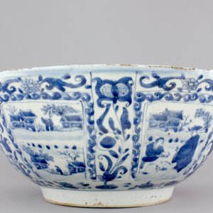 A Chinese blue and white kraak porcelain bowl with landscape designs, Ming, Wanli — 照片 5