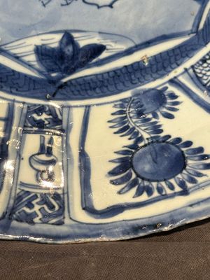 A Chinese blue and white kraak porcelain dish with geese near the water, Wanli — 照片 8