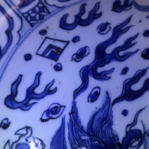 A Chinese blue and white kraak porcelain 'dragon' dish, Wanli — 照片 6