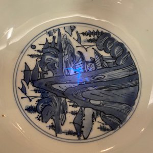A Chinese blue and white 'landscape' bowl, Wanli — 照片 15