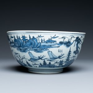 A Chinese blue and white 'landscape' bowl, Wanli — 照片 2
