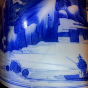 A Chinese blue and white 'landscape' brush pot, bitong, Kangxi — 照片 9